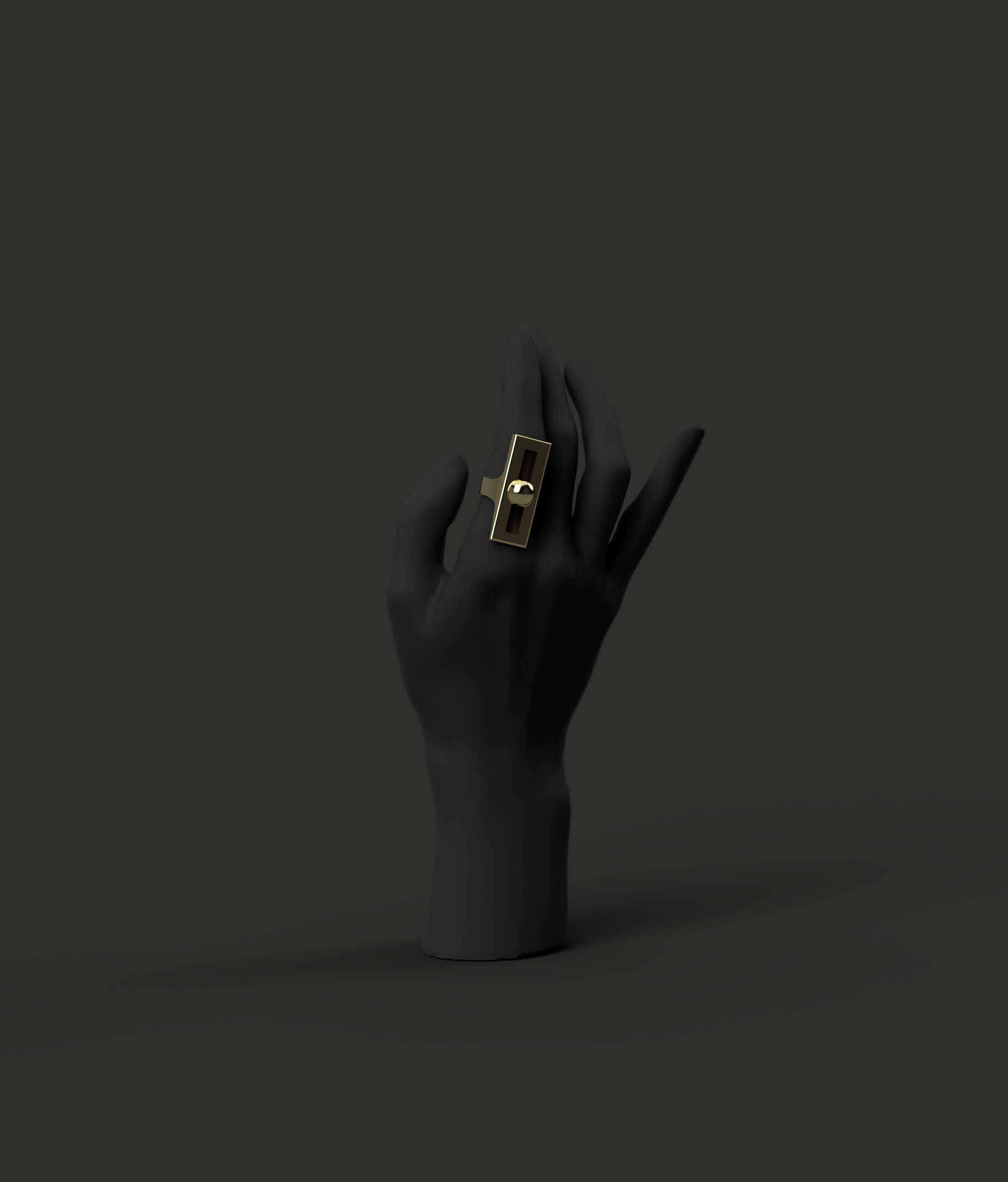 Square Deep Breathing Fidget Ring - Yellow Gold